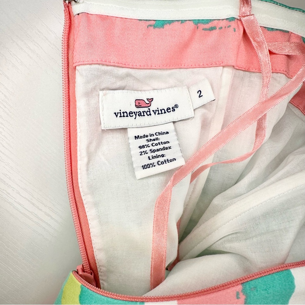 Vineyard Vines Painted Stripes Strapless Dress, Pink and Mint Green, 2 - Picture 8 of 14